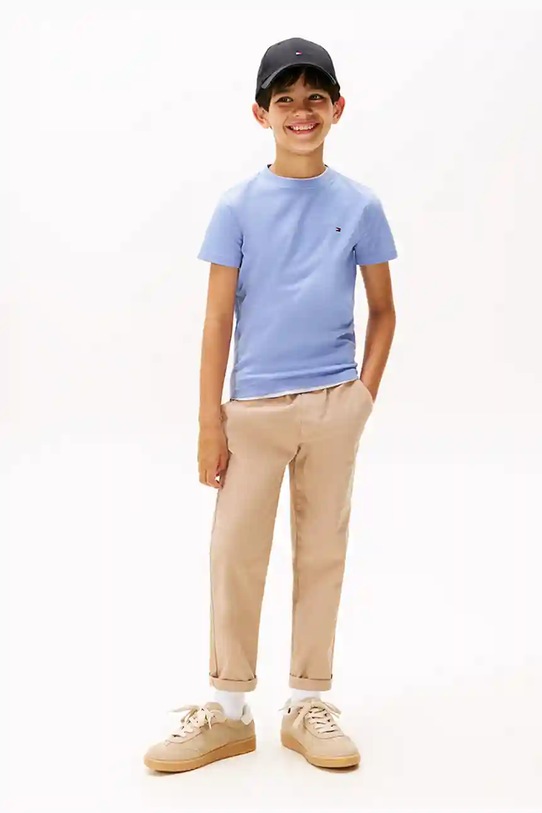 Tommy Hilfiger t-shirt bawełniany dziecięcy niebieski KB0KB06879.128.176.9BYA