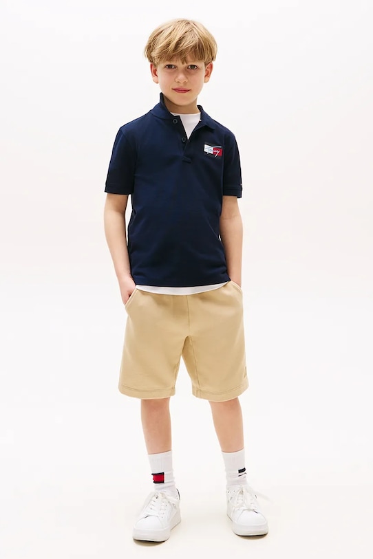 Băieți Tommy Hilfiger tricouri polo din bumbac pentru copii KB0KB09711.9BYA bleumarin