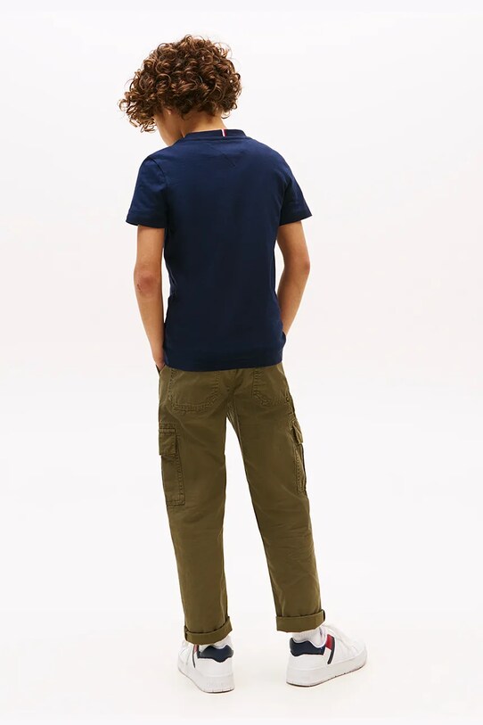Tommy Hilfiger t-shirt bawełniany dziecięcy granatowy KB0KB09719.128.176.9BYA