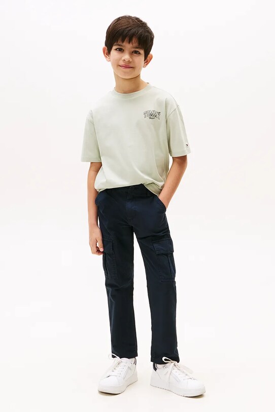 Chłopiec Tommy Hilfiger t-shirt bawełniany KB0KB09720.128.176.9BYA beżowy