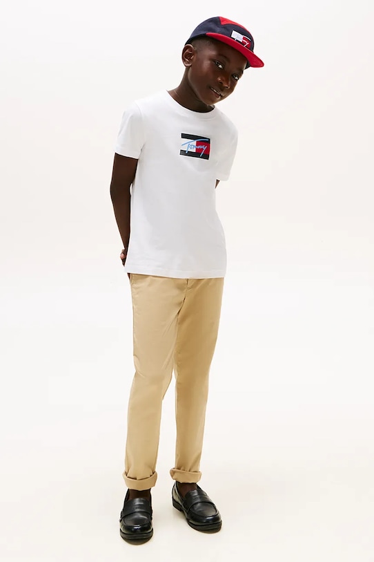 Хлопчик Дитяча бавовняна футболка Tommy Hilfiger KB0KB09725.128.176.9BYA білий