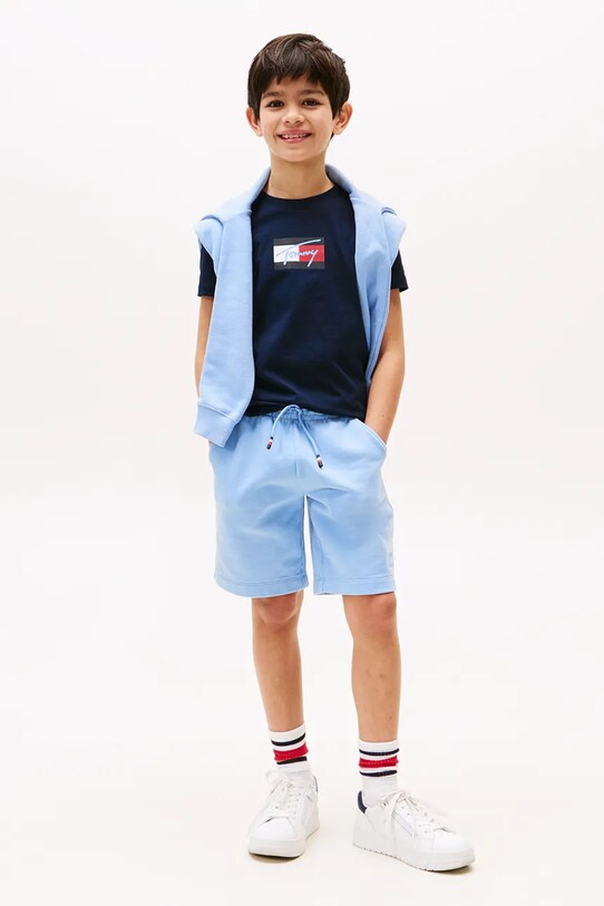 Мальчик Детская хлопковая футболка Tommy Hilfiger KB0KB09725.128.176.9BYA тёмно-синий