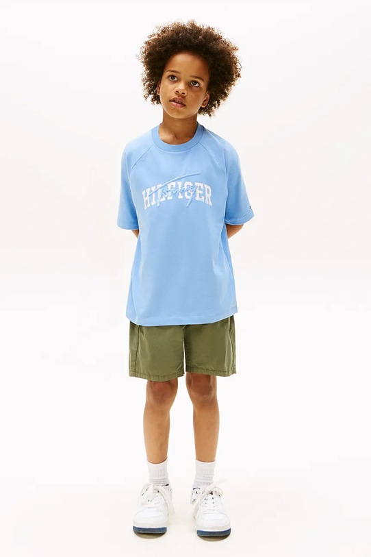 Chłopiec Tommy Hilfiger t-shirt bawełniany dziecięcy KB0KB09726.128.176.9BYA niebieski