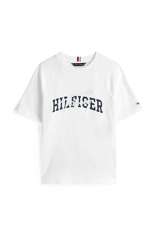 Детска памучна тениска Tommy Hilfiger KB0KB09726.104.122.9BYA бял AW25