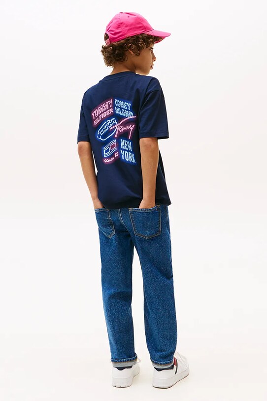 Tommy Hilfiger gyerek pamut póló KB0KB09849.116.122.9BYA sötétkék AW25