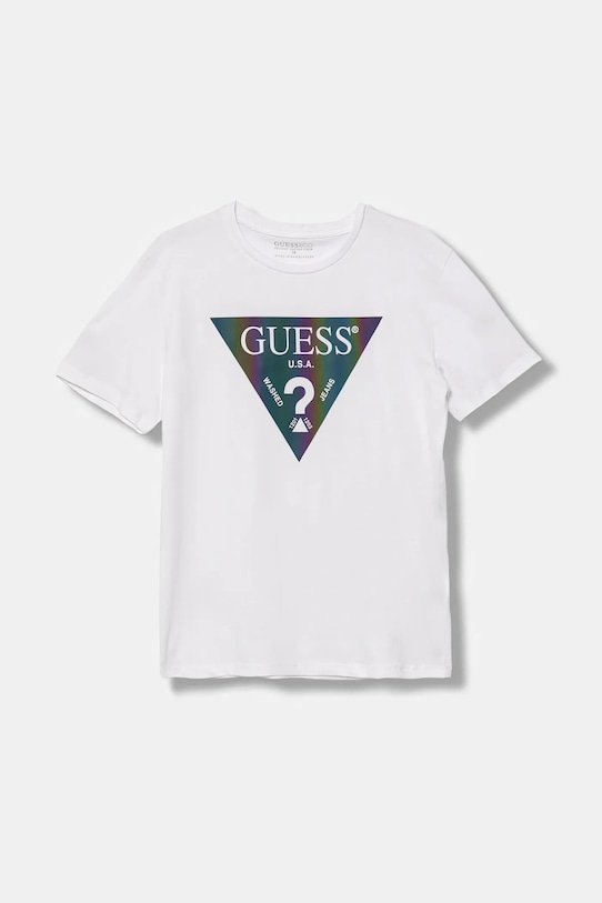 Guess t-shirt bawełniany dziecięcy nadruk biały L4GI37.K8HM4.9BYA