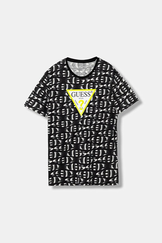 Guess t-shirt bawełniany dziecięcy nadruk czarny L5YI05.K8HM4.9BYA