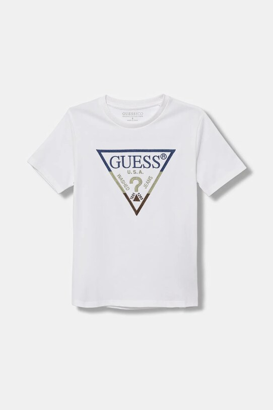 Guess t-shirt bawełniany dziecięcy aplikacja biały L5YI07.K8HM4.9BYA