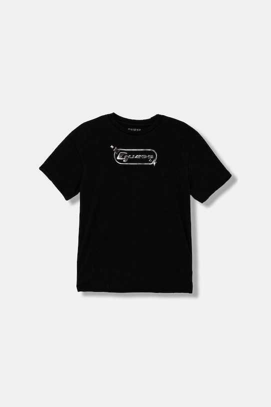 Guess t-shirt bawełniany dziecięcy nadruk czarny L5YI08.K8HM4.9BYA