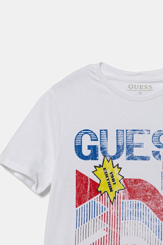 Момче Детска памучна тениска Guess L5YI10.K8HM4.9BYA бял