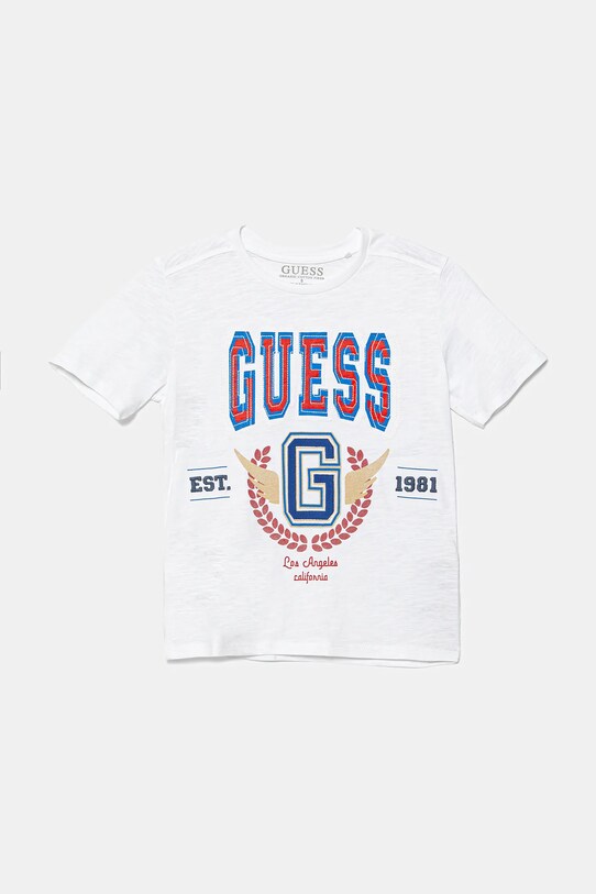 Guess tricou de bumbac pentru copii imprimeu alb L5YI13.K6XN4.9BYA