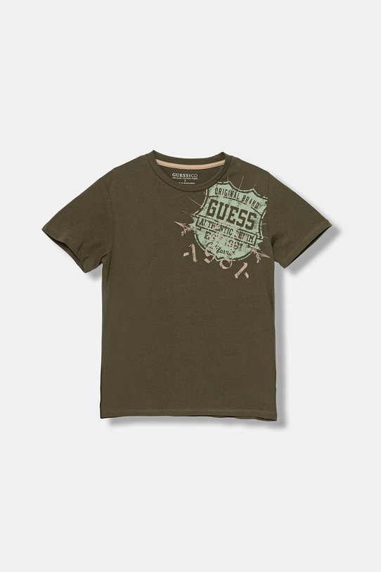 Guess t-shirt bawełniany dziecięcy nadruk zielony L5YI17.K8HM4.9BYA