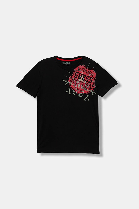 Guess t-shirt bawełniany dziecięcy nadruk czarny L5YI17.K8HM4.9BYA