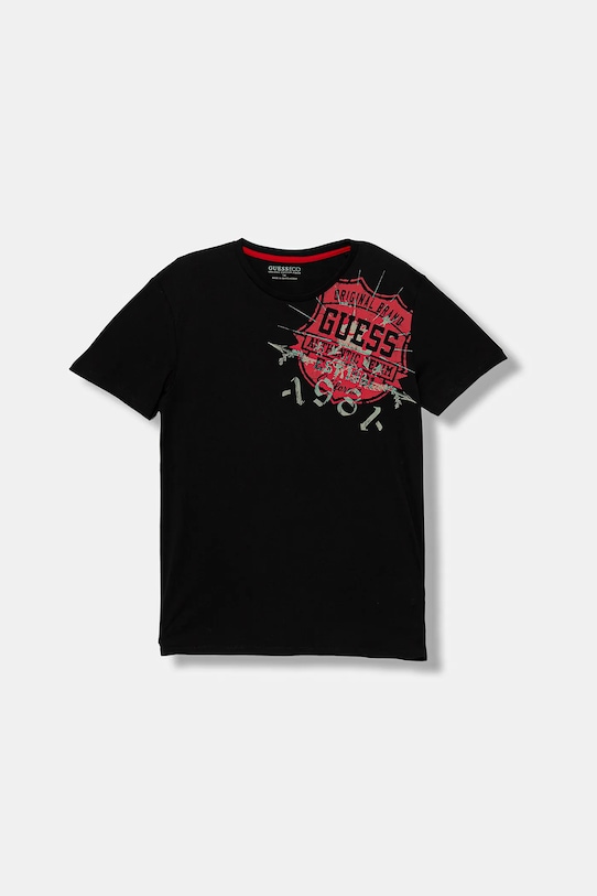 Дитяча бавовняна футболка Guess бавовна чорний L5YI17.K8HM4.9BYA