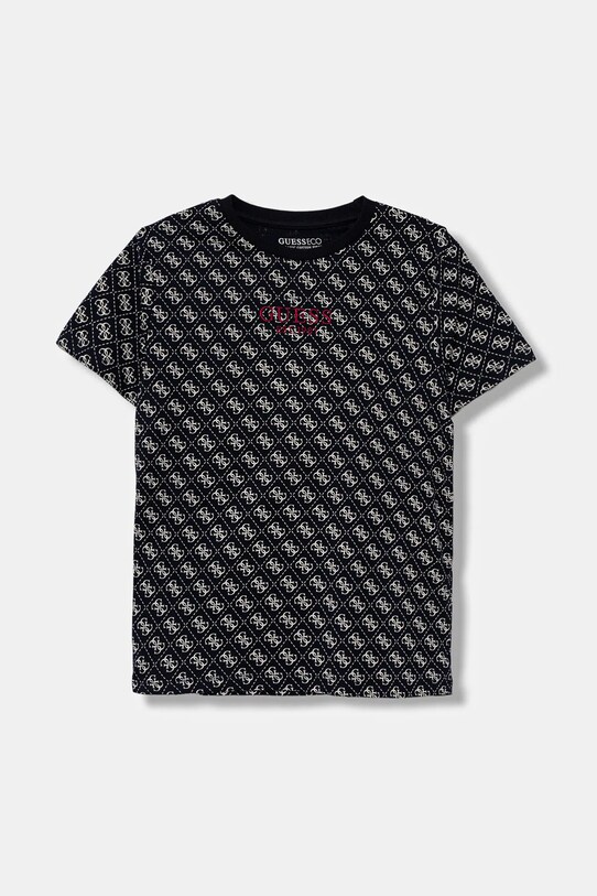Guess t-shirt bawełniany dziecięcy wzorzyste niebieski L5YI19.K8HM4.9BYA