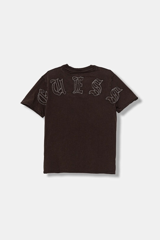 Guess t-shirt bawełniany dziecięcy L5YI20.K8HM4.9BYA brązowy AW25