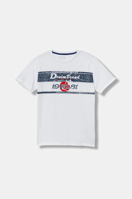 Guess t-shirt bawełniany dziecięcy nadruk biały L5YI22.K8HM4.9BYA