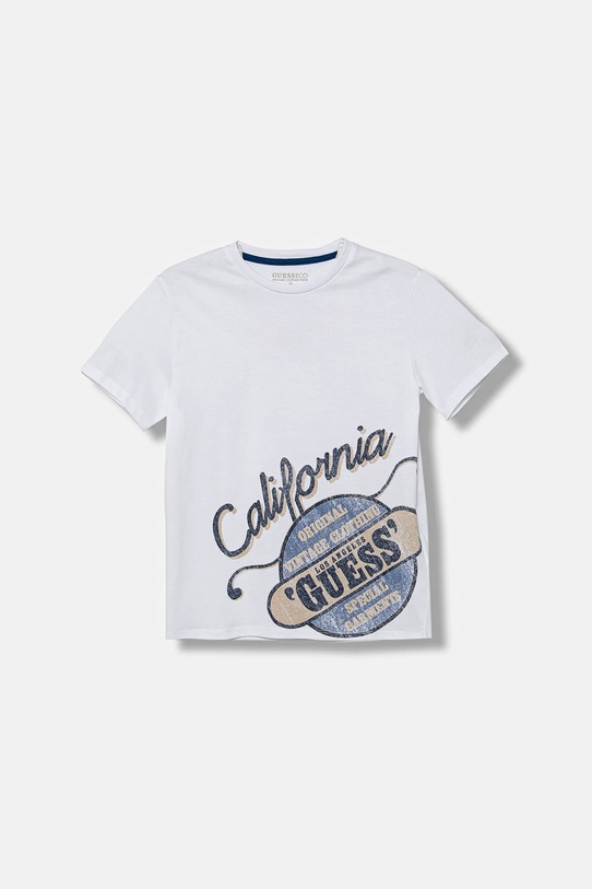 Guess t-shirt bawełniany dziecięcy nadruk biały L5YI28.K8HM4.9BYA