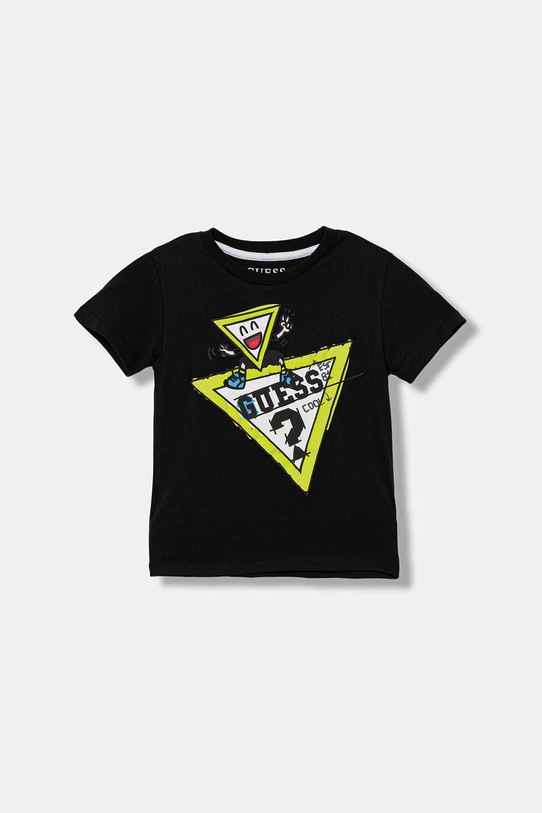 Guess t-shirt bawełniany dziecięcy nadruk czarny N5YI00.K8HM4.9BYA