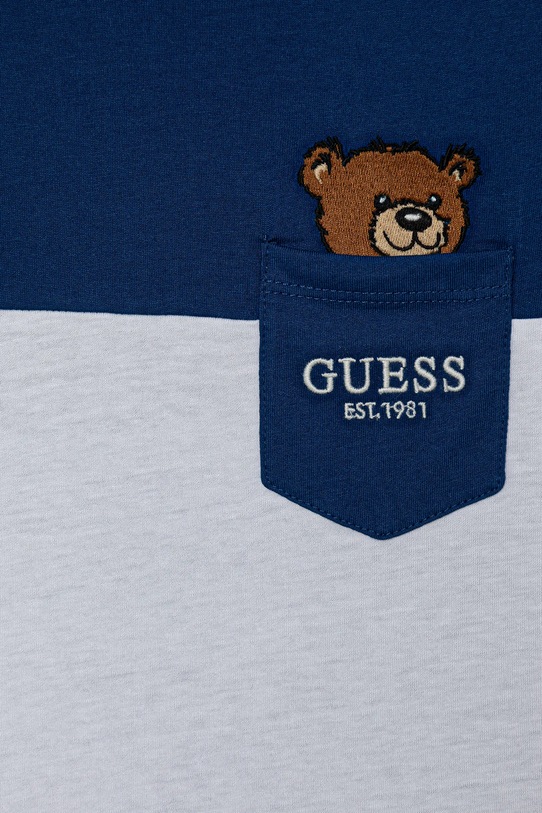 Chłopiec Guess t-shirt bawełniany dziecięcy N5YI11.K8HM4.9BYA niebieski
