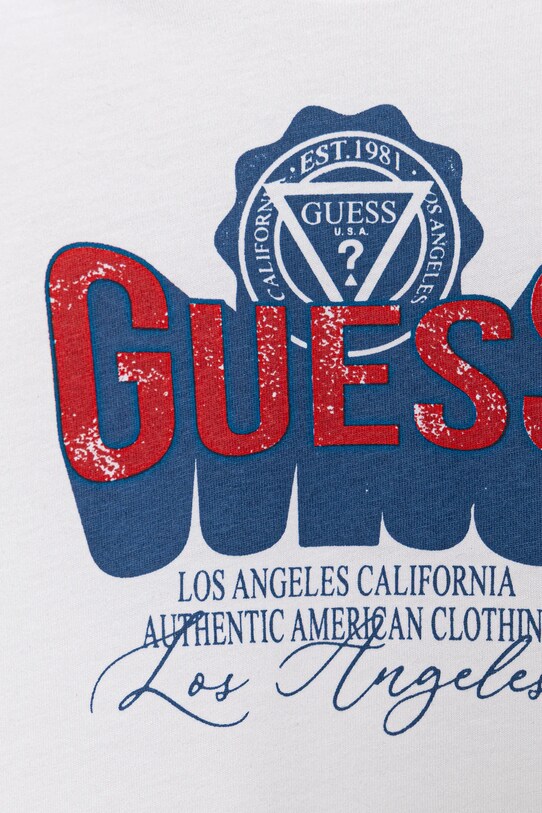 Chłopiec Guess t-shirt bawełniany dziecięcy N5YI12.K8HM0.9BYA biały