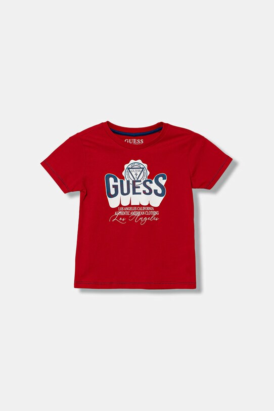 Otroška bombažna kratka majica Guess Okrogel rdeča N5YI12.K8HM0.9BYA