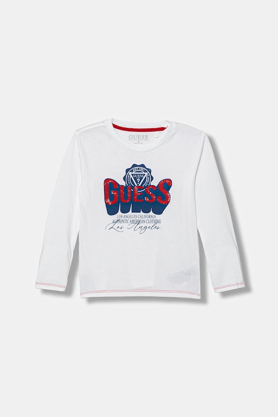 Дитячий бавовняний лонгслів Guess бавовна білий N5YI13.K8HM0.9BYA