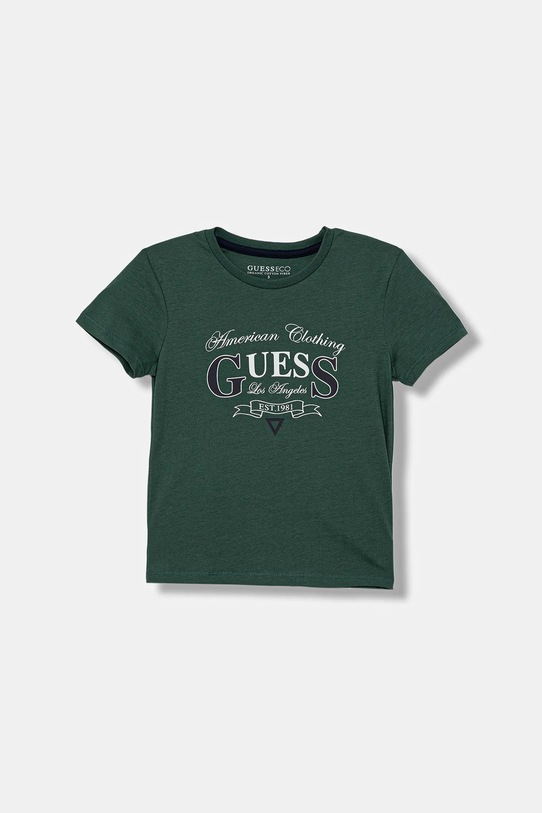 Guess t-shirt bawełniany dziecięcy nadruk zielony N5YI20.K8HM4.9BYA