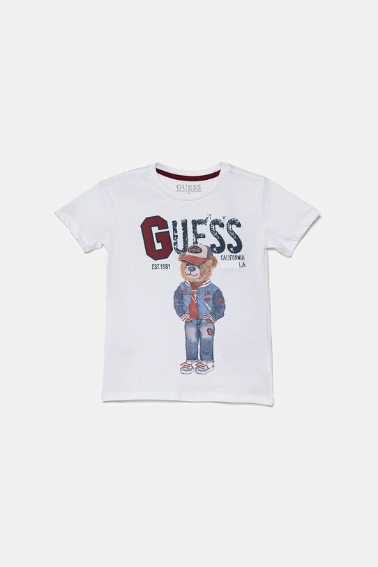 Guess tricou de bumbac pentru copii print alb N5YI22.K8HM4.9BYA