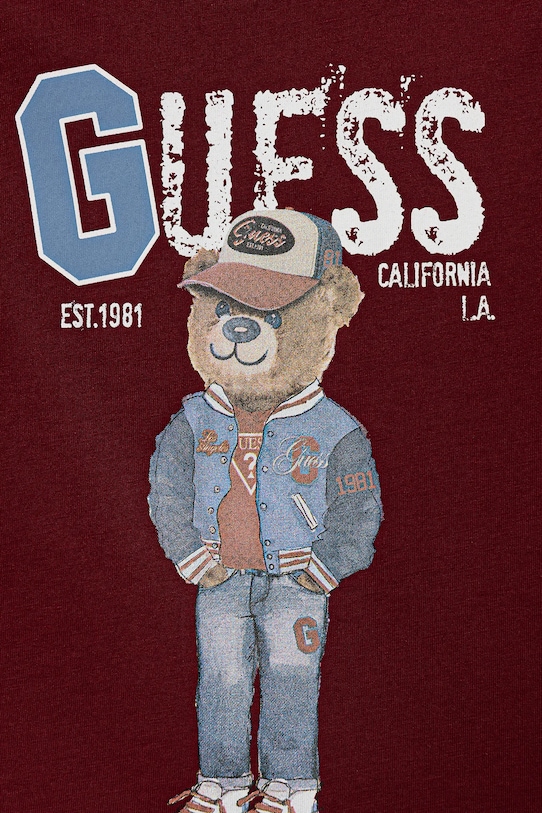 Αγορίστικα Παιδικό βαμβακερό μπλουζάκι Guess N5YI22.K8HM4.9BYA μπορντό
