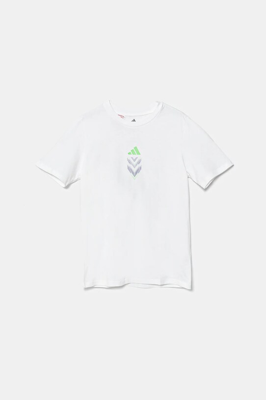 adidas Performance tricou de bumbac pentru copii print alb JM8942