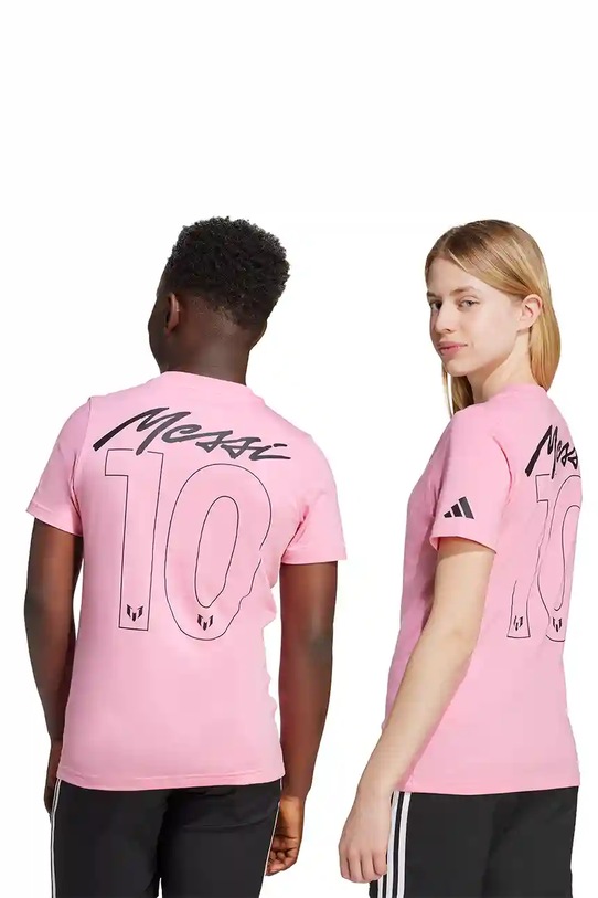 Βαμβακερό μπλουζάκι adidas Performance MESSI JM8952 ροζ