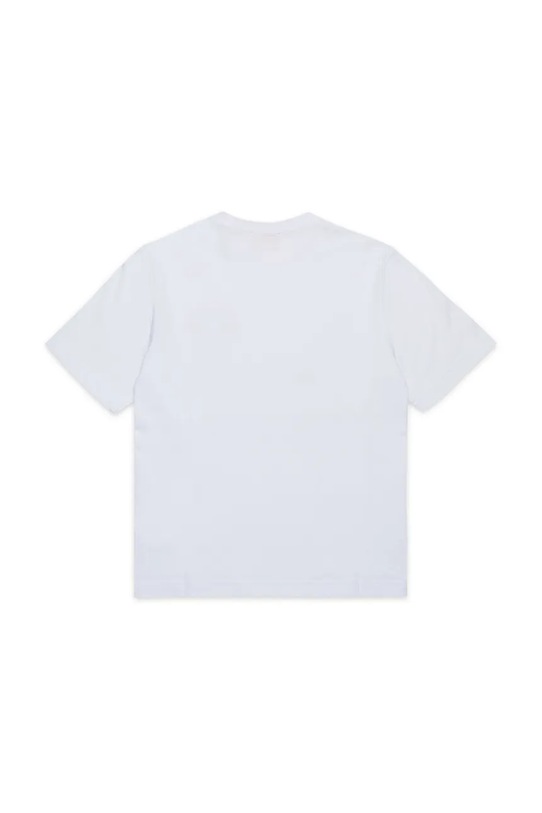 Παιδικό βαμβακερό μπλουζάκι Diesel TPATCH OVER T-SHIRT J02469 λευκό AW25