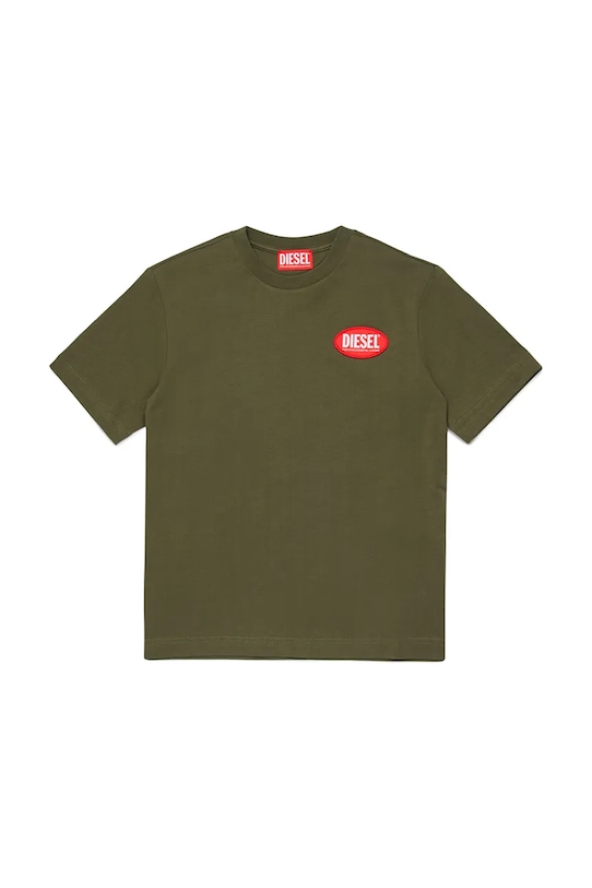 Детская хлопковая футболка Diesel TPATCH OVER T-SHIRT хлопок зелёный J02469