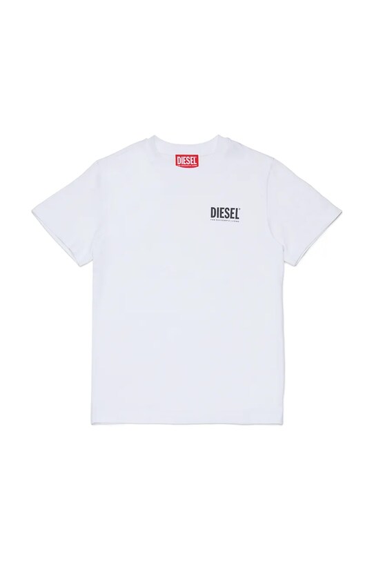 Diesel t-shirt bawełniany dziecięcy UTILLO UW T-SHIRT z elastanem biały J02504