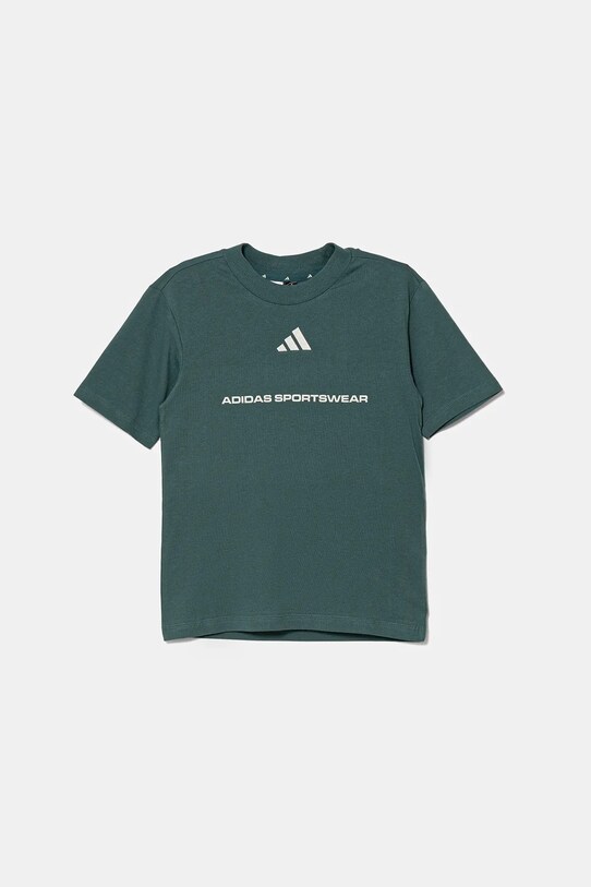 adidas t-shirt bawełniany dziecięcy nadruk turkusowy KC5383