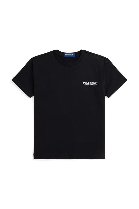 Παιδικό βαμβακερό μπλουζάκι Polo Ralph Lauren στρογγυλό μαύρο 323P01532003