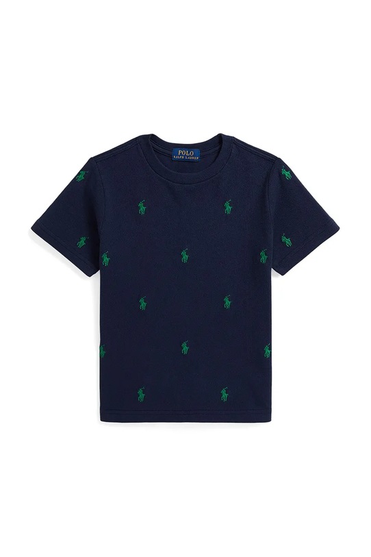 Otroška bombažna kratka majica Polo Ralph Lauren Okrogel mornarsko modra 322844626012