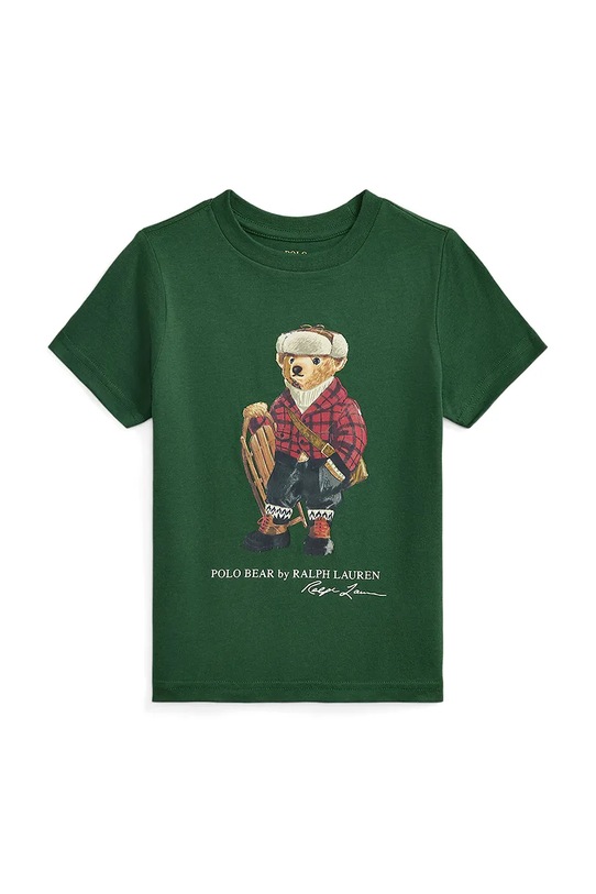 Παιδικό βαμβακερό μπλουζάκι Polo Ralph Lauren στάμπα πράσινο 322981260002