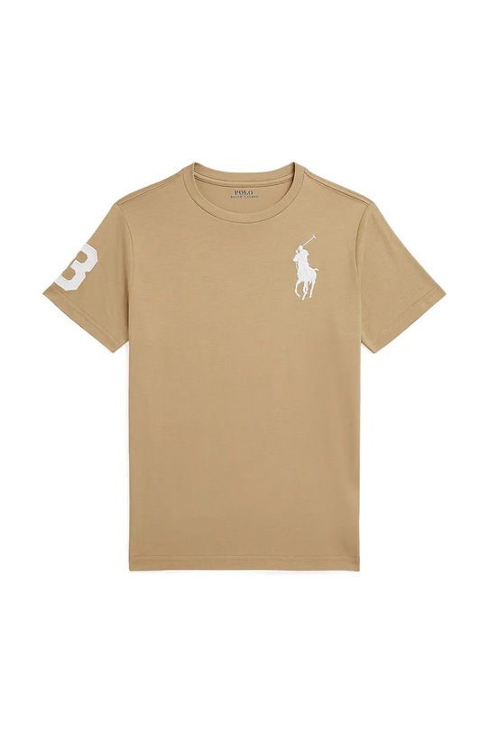 Βαμβακερό μπλουζάκι Polo Ralph Lauren στρογγυλό μπεζ 323832907068
