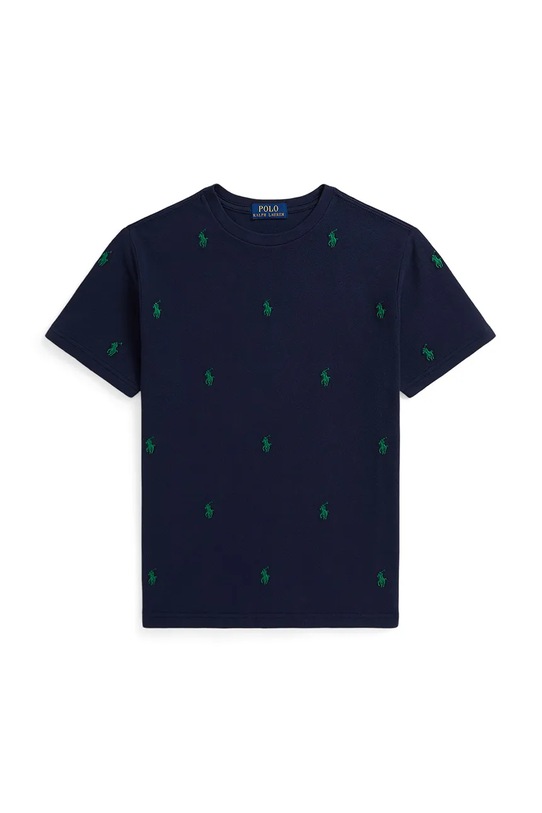 Παιδικό βαμβακερό μπλουζάκι Polo Ralph Lauren στρογγυλό σκούρο μπλε 323844626012