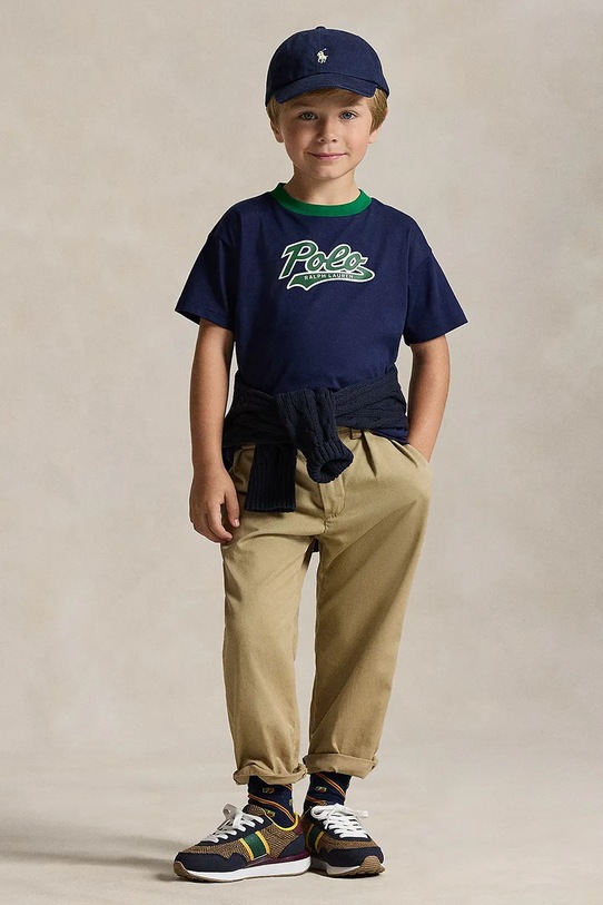 Dječja pamučna majica kratkih rukava Polo Ralph Lauren mornarsko plava 322P02588001