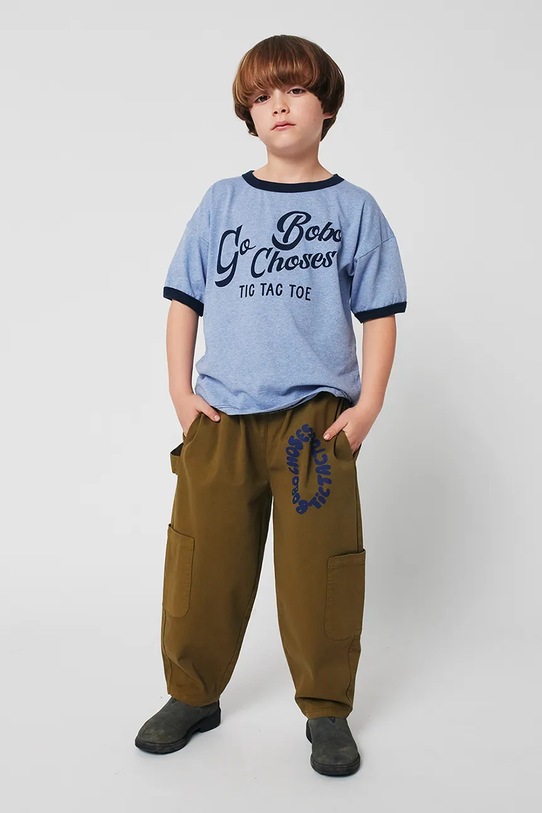 Bobo Choses t-shirt bawełniany dziecięcy Go Bobo niebieski 225AC001