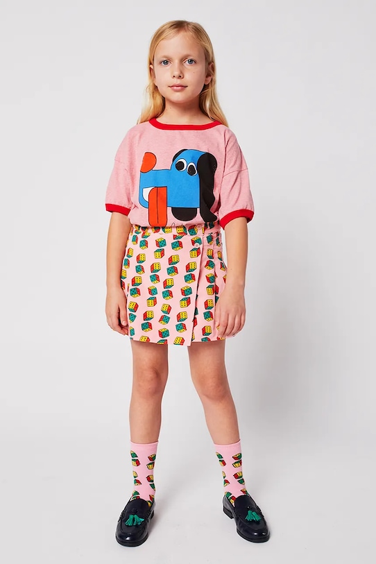Bobo Choses tricou de bumbac pentru copii Doggy Mate roz 225AC002