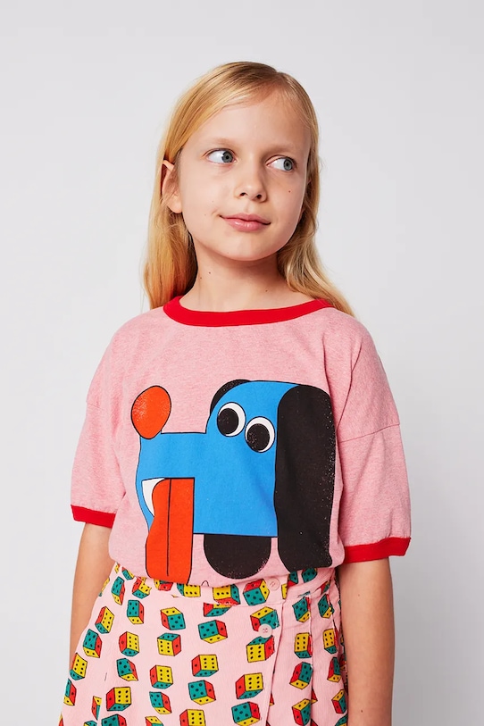 Bobo Choses tricou de bumbac pentru copii Doggy Mate 225AC002 roz