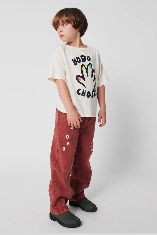 Bobo Choses t-shirt bawełniany dziecięcy High Five 225AC004 biały