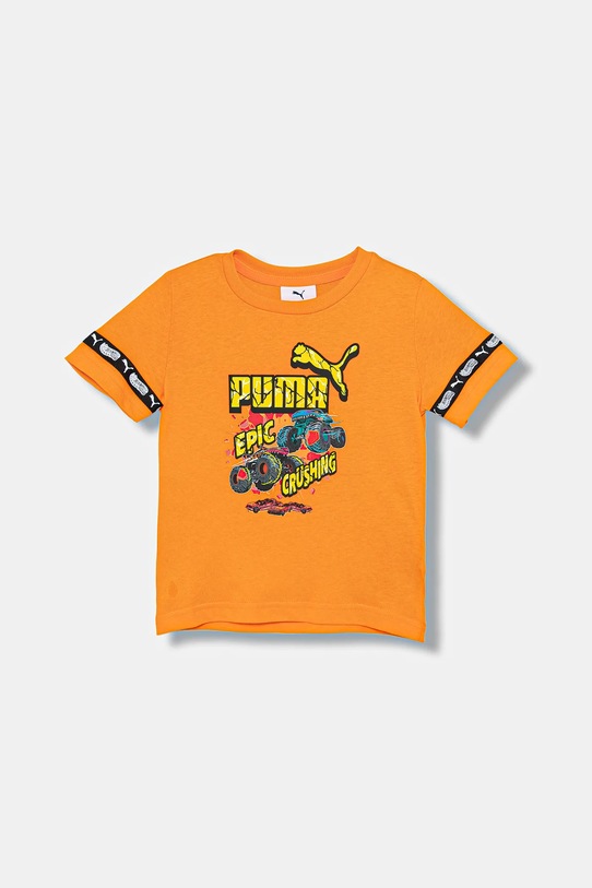 Puma t-shirt bawełniany dziecięcy PUMA X HOT WHEELS Graphic Tee nadruk pomarańczowy 632395