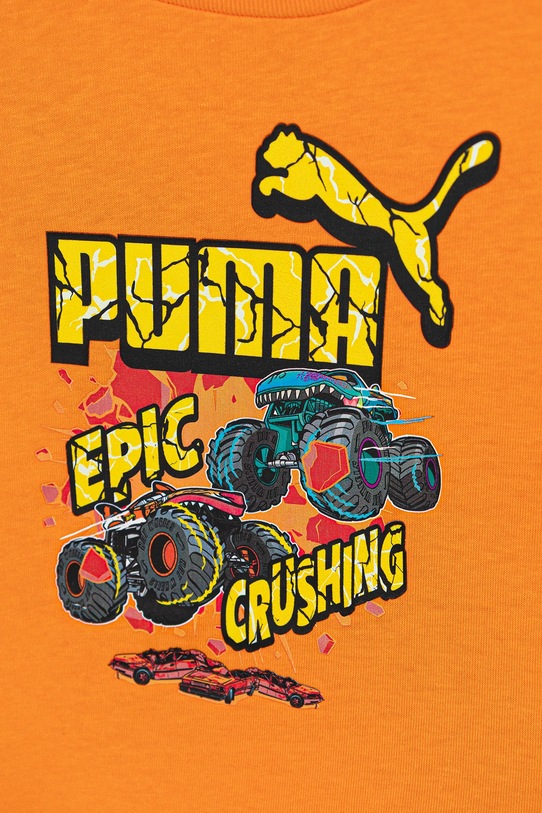 Chłopiec Puma t-shirt bawełniany dziecięcy PUMA X HOT WHEELS Graphic Tee 632395 pomarańczowy