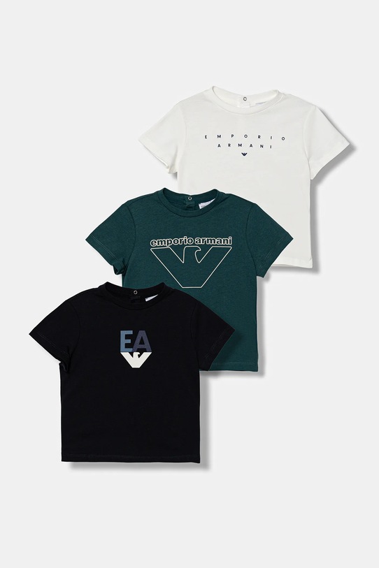 Emporio Armani t-shirt bawełniany niemowlęcy 3-pack nadruk granatowy EB000823.AF14503