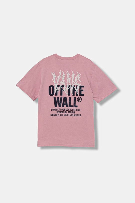 Παιδικό βαμβακερό μπλουζάκι Vans Metal Wall SS στάμπα ροζ VN000R03EN71